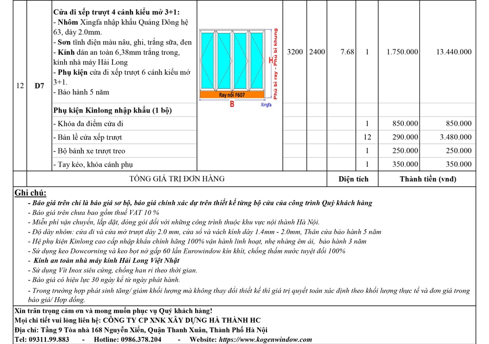 báo giá cửa nhôm xingfa